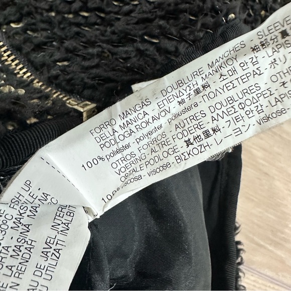 Zara oversized faux fur sequin bomber jacket black gold medium - Picture 12 of 12